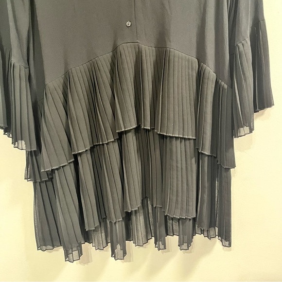 Zara Black Pleated Mini Dress/Blouse - Size Small - Picture 9 of 11